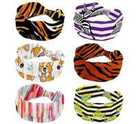 6 Packs Wide Headbands for Women Zebra Purple White Stripe Pattern Non Slip Turban Headband Elastic Hair Bands Yoga Hairband Sweat Sports Workout Headwrap