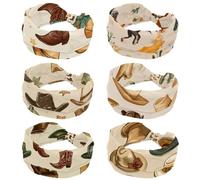 6 Packs Wild West Women Cowgirls with Horse Leaves Headbands for Women, Soft Workout Turban Headbands, Fashion Wide Hairbands, Non Slip Stretchy Head Wraps