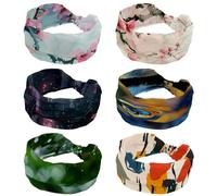 6 Packs Women Headbands, Wide Hair Wrap, Beautiful Pink Cherry Blossom Twist Knotted Hairband, Non-slip Hairband, Soft Stretchy Turban Head Bands for Girl