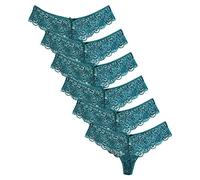 6 Packs Women's Thong G String Trousers Lace Lingerie Soft Seductive Fit Lingerie Underwear Set Multi Pack Ladies Underwear Lace Bikini Panties Silky Comfy Briefs Green