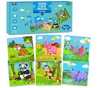 6 Packs Wooden Animals Jigsaw Puzzle, Early Educational Learning Toys Set Preschool Puzzles for 3+ Years Old Kids