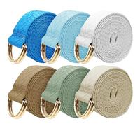 6 Packs Yoga Strap for Stretching Yoga Belt Adjustable Straps for Non Elastic Stretching Strap Exercise Straps for Pilates (Light Luxury Style)