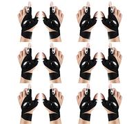 6 Pair 2 LED Flashlight Gloves Outdoor Fingerless Fishing Light Up Torch with Screwdriver Winter Christmas Father's Day Handyman Gadgets Gift Bulk for Men Women Repairing Working