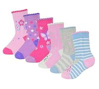 6 Pack Baby Girl Soft Cotton Butterfly Animal Design Socks - Black / 6-12 Months