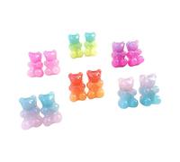 6 Pair Fashion Lovely Candy Color Cartoon Resin Gummy Bear Ear Studs Earrings Dangler Pouch Black