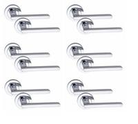 6 Pair Leon Design Internal Door Handles Polished Chrome Finish - Golden Grace