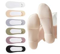 6 Pair Low Cut Womens No Show Socks With Padding For Flats Loafers Shoes, 6 Color, 5-7 Short