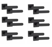 6 Pair Modern Lima Design Matt Black Premium Internal Door Handles Square Rose - Golden Grace