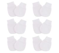 6 Pair Scratch Mittens Newborn,Baby Mitten Gloves No Scratched White Organic Cotton Muffy Infant Unisex Anti Scatchs Elastic Warm Tiny Babies Gift Soft Touch Premature,for 0-3 Months Toddler Boy Girl