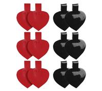 6 Pairs Adhesive High Heels Pad Heel Inserts for Women PU Leather | Heart Shaped, Black and Red Pair Set, Fit Adjustment and Heel Stability for Walking and Dancing