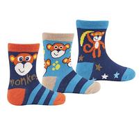 6 Pairs Baby Boys Novelty Socks Cotton Rich Animal Design Monkey Print Heel Toe