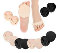 6 Pairs Ball of Foot Cushion Pads Sock with Padding Reusable Toe Topper Socks Sock Women's Toe Cover Invisible Toeless Half Socks Non-Skid Metatarsal Pads Sponge Shoe Protector for Foot High Heels