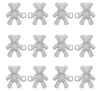 6 Pairs Bear Shaped Alloy Pants Button Tightener | Button Free Installation, Smooth White Finish, for Belt Loops, Women and Changing Waist Sizes