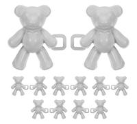 6 Pairs Bear Shaped Jean Button Replacement for Women, Alloy White | Adjustable Waist Fit, Reusable Fastening Piece, Smooth Burr Free Finish, for Dresses and Belt Loops
