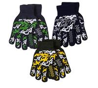 6 Pairs Boys Girls Magic Stretch Gripper Camouflage Gloves Winter Knitted Full Finger Gloves (Camouflage)