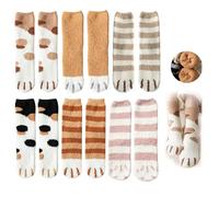6 Pairs Cat Paw Socks - Cute Fluffy Fuzzy Socks for Women and Girls - Winter Slipper Socks Christmas Gifts