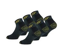 6 Pairs Caterpillar Sneaker Men's Work Socks Accident Prevention Double Reinforced Heel and Toe Terry Cotton