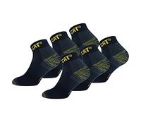 6 Pairs Caterpillar Sneaker Men's Work Socks Accident Prevention Double Reinforced Heel and Toe Terry Cotton
