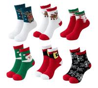 6 Pairs Christmas Fluffy Socks, Xmas Gift Coral Fleece Socks Home Winter Cozy Soft Slipper Socks, Women Girls Winter Thermal Christmas Socks Sleeping Thicken Warm Socks Gift for Girls Ladies Adult