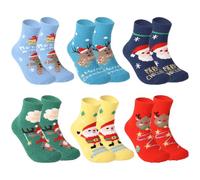 6 Pairs Christmas Socks, Christmas Fluffy Socks Thick Fluffy Coral Fleece Winter Socks, Funny Colorful Cartoon Santa Cozy Warm Mid-Calf Socks, Great Holiday Present for Family Friends Adults Teens