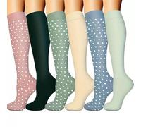 6 Pairs Compression Socks for Women & Men 15-20 mmhg Graduated Compression Stockings for Blood Circulation Support Socks for Varicose Veins Running Flight Travel (bodian, S/M)