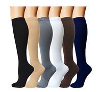 6 Pairs Compression Socks Women & Men 15-20mmHg Graduated Knee High Socks - for Sport Medical Athletic Edema Diabetic Varicose Veins Travel Pregnancy Shin Splints Nursing