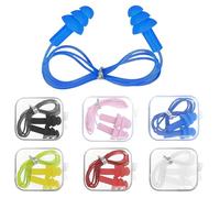 6 Pairs Corded Earplug Silicone Earplugs, Noise Cancelling Ear Plugs,Reusable earplugs for Sleeping, Work, Studying, Travel, Shooting Range and More