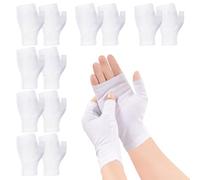 6 Pairs Cotton Gloves Eczema, Cotton Eczema Gloves for Women and Men, Touchscreen Fingerless White Gloves for Art Handling, Fingerless Moisturizing Gloves for Dry Hands Overnight Skin Protect (White)
