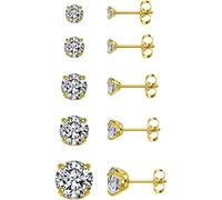 6 Pairs Cubic Zirconia Hypoallergenic Stud Earrings For Women Men Girls. Personalized Cartilage Fashion Earrings Are Available In Silver, Gold, Rose Gold Sizes Ranging From 3-8mm (3mm, gold)