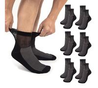 6 Pairs Diabetic Socks for Men & Women,Elastic Soft Top Sock Breathable Seamless Sock,Extra Wide Loose Diabetic Socks for Swollen Feet & Legs (UK, Alpha, One Size, Regular, Regular, 12-14, black)