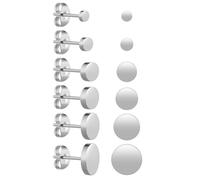 6 Pairs Dot Stud Earrings Silver Round Disc Stud Earrings Stainless Steel Ear Studs for Women Men (3 mm-8 mm)