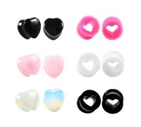 6 Pairs Ear Stretcher, Silicone Ear Plugs Tunnels, Heart-Shaped Ear Stretching Kit, Silicone Flesh Tunnels, Flexible Flesh Tunnel Plugs, Ear Tunnels Strectchers, Ear Gauges Expander 6-12MM (8mm)