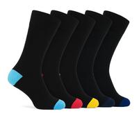 6 Pairs Eazy Grip Men’s Socks - Non-Elastic - Cotton Rich Comfort Fit, Soft Top Socks for Circulation Support - UK Size 6-11 (EUR 39-46), Assorted Coloured Heel & Toe