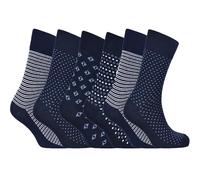6 Pairs Eazy Grip Men’s Socks - Non-Elastic - Cotton Rich Comfort Fit, Soft Top Socks for Circulation Support - UK Size 6-11 (EUR 39-46), Assorted Navy Mix