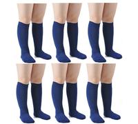 6 Pairs Girls Kids Knee High School Socks Cotton Socks, Value pack Back to School Plain Socks Uniform Party Wear, Girls Kids Knee High Long Socks stockings (UK, Age, 4 Years, 7 Years, Regular, Navy)