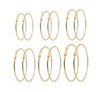 6 Pairs Gold Hoops Earrings for Women Set, Thin Gold Hoop Earrings for Women 30MM 40MM 50MM 60MM 70MM 80MM Minimalist Golden Hoop Earring for Special Occasions Daily Wear