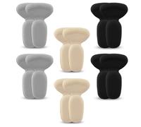 6 Pairs Heel Pads, Adhesive Foam Inserts for Day Comfort | Six Pairs Set, Beige Black Grey Mix, Fit Loafers and Shoes, Support Dancing and Running Use