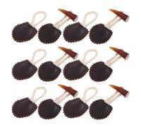 6 Pairs Horn Toggle Buttons, Sew on Leather Closure | Black Resin and PU Leather, Cotton Rope Loops, Replaceable Fastener Set for Cardigans, DIY Repairs