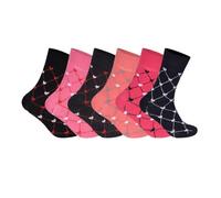 6 Pairs Ladies Loose-Top Non-Elastic Socks, Cotton, Prevent Tired Feet, With Socks Health Womens Bright Colours Diabetic Socks UK Shoe Size 4-7