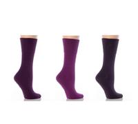 6 Pairs Ladies Plain Drew Brady Gentle Grip Socks Purples 4-8