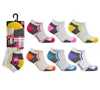6 Pairs Ladies Prohike Cushioned Trainer Socks, Multi, UK 4-8