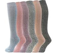 6 Pairs Ladies Thermal Premium Quality Long Wool Socks Mix Colours Size UK 4-7 EU 35-41