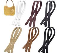 6 Pairs Leather Straps for Bags, 23.6 Inch Purse Handles, Strap Handle Replacement for DIY Crocheted Bags HandBag Purse Wallet Making Repairing, Handles