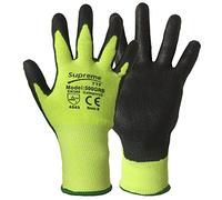 6 Pairs Level 5 Protection Green Black Anti Cut Proof resistant Nylon PU Work Safety Gloves (Medium)