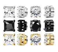 6 Pairs Magnetic Earrings for Men, Clip on Earrings Silver & Gold Zircon Non-Piercing Earrings for Men & Women, Stylish Hypoallergenic Magnetic Stud Earrings Daily Wear