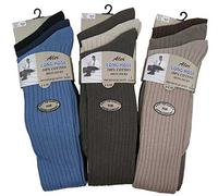 6 Pairs Mens 100% Cotton Traditional long Hose, Knee high Fashion Colours Socks with grip top (002-Long-Fsh)