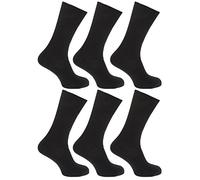 6 Pairs - Mens Big Foot XL 100% Cotton Ribbed Socks - Size 11-14 (Black)