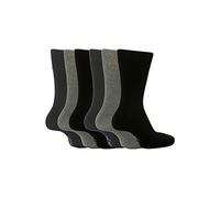 6 Pairs Mens BIGFOOT Gentle Grip Loose Top Socks Size 12-14 Uk, Plain Colours (Black/Navy/Grey)