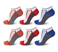 6 Pairs Mens Cotton Rich Cushioned Low Cut Breathable Ankle Trainer Socks For Casual Running Walking Fitness Outdoor Sports Multicolour UK (7-9, Design 2)