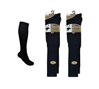 6 Pairs Mens Extra Long 100% Cotton Socks - Mens Long Hose Socks (Black), 6-11 37-42, Black
